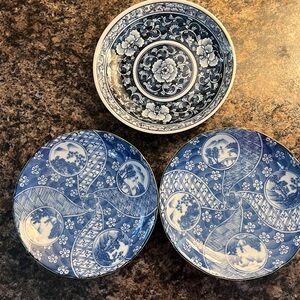Japanese plates (3) Blue and white